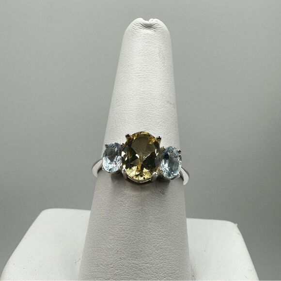 NWOT Light Citrine with accent Blue Topaz ring in sterling silver! - Picture 8 of 10